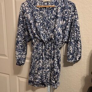 Abercrombie & Fitch Blue and White Patterned Jumpsuit